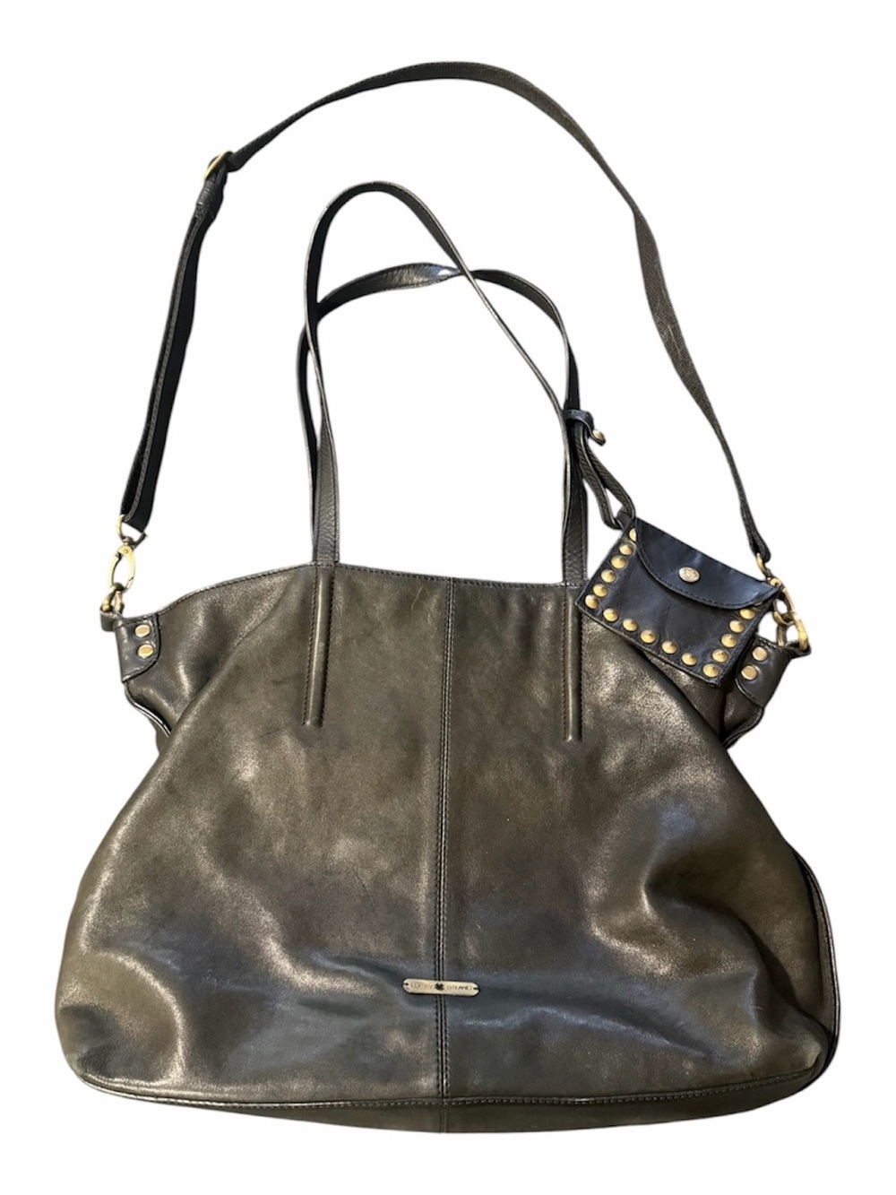 Lucky Brand Chase’ XL Tote Black Leather Double Handle Shoulder Strap Purse